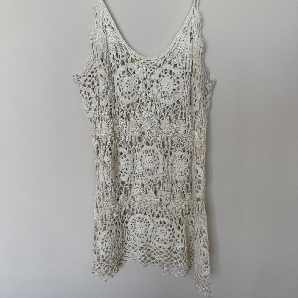 Gianni Bini Crochet Cream Top/Cover-up - Size M